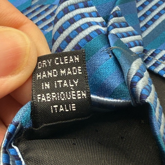 Bachrach Blue and Teal Geometric Tie made in Italy 100% Silk - Picture 5 of 5